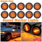 10X Round Marker Lights Amber LED Truck Trailer Side Clearance Indicators Light