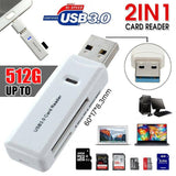 2 In 1 USB 3.0 Card Memory Reader High Speed SD SDHC SDXC Micro Writer Adapter