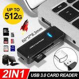 2 In 1 USB 3.0 Card Memory Reader High Speed SD SDHC SDXC Micro Writer Adapter