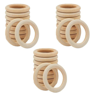 10-30pcs 40mm Natural Wooden Rings for DIY Jewelry & Craft Making