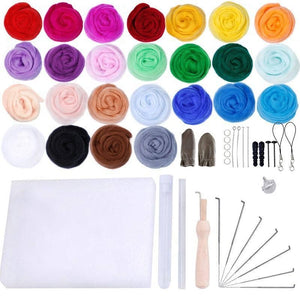 Needle Felting Mat Starter Kit 25 Set Colour Wool Felt Needles Tool DIY Gift