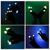 1Pair Rainbow Flow LED Light Black Glove Rave Party Glow Games Night mode Glove