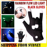 1Pair Rainbow Flow LED Light Black Glove Rave Party Glow Games Night mode Glove