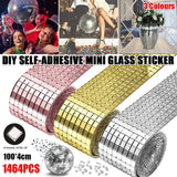 Mini Mosaic Tiles Self-Adhesive Square Mirror Glass DIY Home Wall Sticker Decors