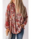 Azura Exchange Printed Split V Neck Blouse - 2XL