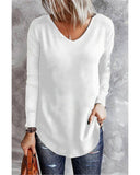 Azura Exchange V Neck Long Sleeve Knit Top - L