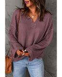 Azura Exchange Loose Waffle Knit Long Sleeve Top - 2XL