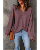 Azura Exchange Loose Waffle Knit Long Sleeve Top - 2XL