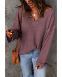 Azura Exchange Loose Waffle Knit Long Sleeve Top - 2XL