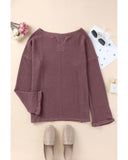 Azura Exchange Loose Waffle Knit Long Sleeve Top - L