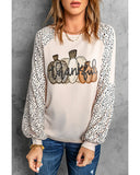 Azura Exchange Thankful Leopard Print Long Sleeve Top - L