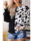 Azura Exchange Patchwork Waffle Knit Long Sleeve Top - M