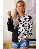 Azura Exchange Patchwork Waffle Knit Long Sleeve Top - M