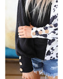 Azura Exchange Patchwork Waffle Knit Long Sleeve Top - M