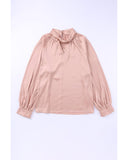 Azura Exchange High Neck Puff Sleeve Satin Blouse - L