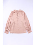 Azura Exchange High Neck Puff Sleeve Satin Blouse - L