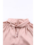 Azura Exchange High Neck Puff Sleeve Satin Blouse - L