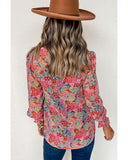 Azura Exchange Floral Puff Sleeve Blouse - L