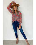 Azura Exchange Floral Puff Sleeve Blouse - L