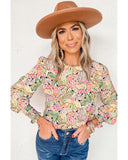 Azura Exchange Floral Print Puff Sleeve Blouse - XL