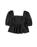 Azura Exchange Textured Square Neck Puff Sleeve Peplum Blouse - XL