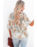 Azura Exchange Paisley Print Wide Sleeves Loose Blouse - S