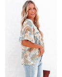 Azura Exchange Paisley Print Wide Sleeves Loose Blouse - S