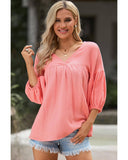 Azura Exchange V Neck Bracelet Sleeve Babydoll Blouse - M