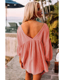 Azura Exchange V Neck Bracelet Sleeve Babydoll Blouse - M