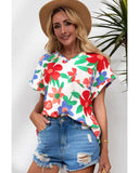 Azura Exchange V Neck Flower Print Blouse - M