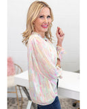 Azura Exchange Abstract Print Frilled Buttoned Shirt - L