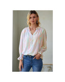 Azura Exchange Abstract Print Frilled Buttoned Shirt - L