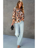 Azura Exchange Floral Print 3/4 Sleeve Blouse - L