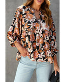 Azura Exchange Floral Print 3/4 Sleeve Blouse - S