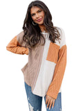 Azura Exchange Textured Knit Top with Colorblock Chest Pocket - L