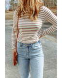 Azura Exchange Striped Print Knit Long Sleeve Tee - L