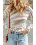 Azura Exchange Striped Print Knit Long Sleeve Tee - S