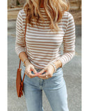 Azura Exchange Striped Print Knit Long Sleeve Tee - S