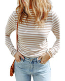 Azura Exchange Striped Print Knit Long Sleeve Tee - S