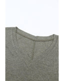 Azura Exchange Ribbed Knit V Neck Long Sleeve Top - L