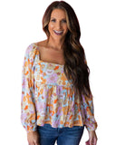 Azura Exchange Floral Puff Sleeve Babydoll Blouse - L