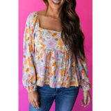 Azura Exchange Floral Puff Sleeve Babydoll Blouse - M