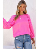 Azura Exchange Puff Sleeve Crewneck Blouse - S