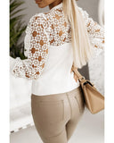 Azura Exchange Floral Lace Splicing Long Sleeve Top - XL