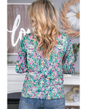 Azura Exchange Elegant Floral Print Long Sleeve Blouse - M