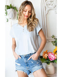 Azura Exchange Buttoned V Neckline T-shirt - L