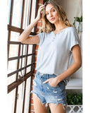 Azura Exchange Buttoned V Neckline T-shirt - L