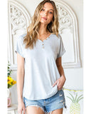 Azura Exchange Buttoned V Neckline T-shirt - M