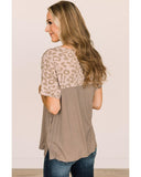 Azura Exchange Leopard Color Block T-Shirt - L