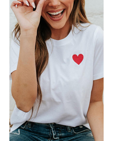 Azura Exchange Embroidered Heart Pattern T-Shirt - XL